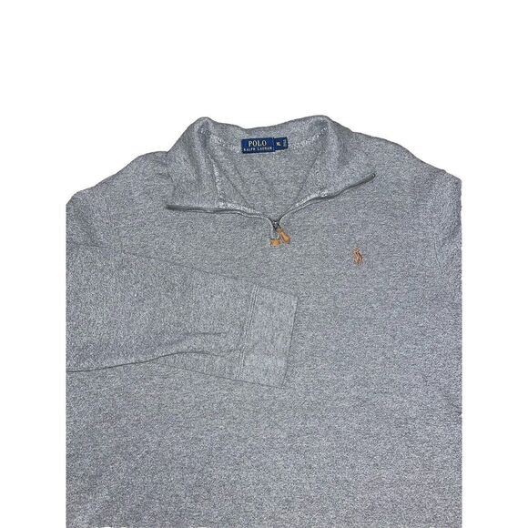 Polo Ralph Lauren Quarter Zip Pullover Sweater Mens XL Gray Cotton‎ - Picture 1 of 9